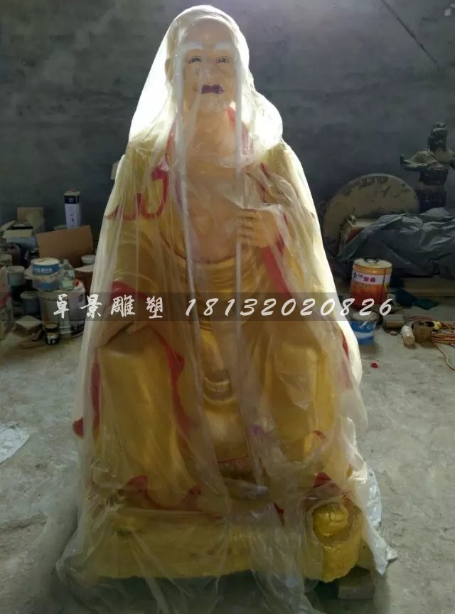 十八罗汉雕塑，玻璃钢贴金佛像