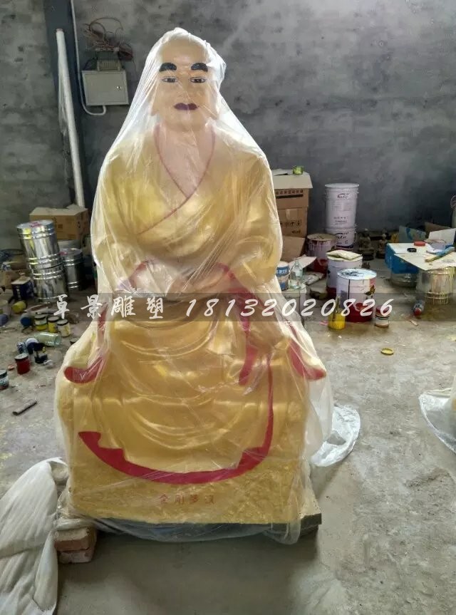 十八罗汉雕塑，玻璃钢贴金佛像