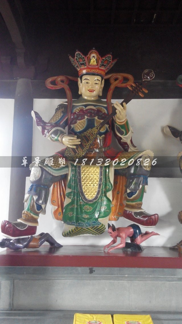 玻璃钢四大金刚雕塑，彩绘神仙雕塑