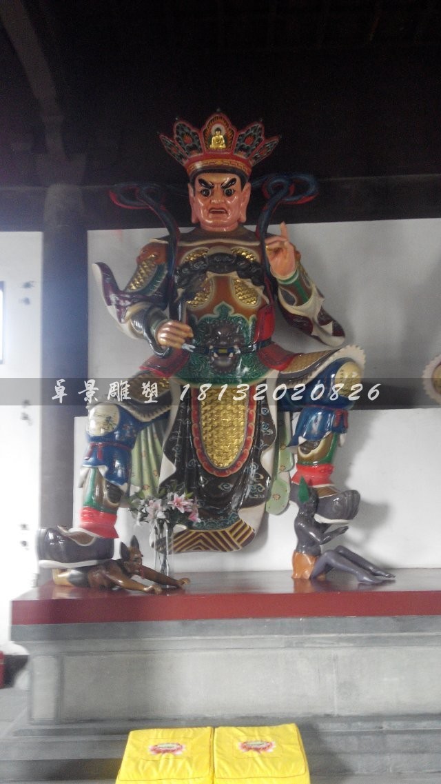 玻璃钢四大金刚雕塑，彩绘神仙雕塑