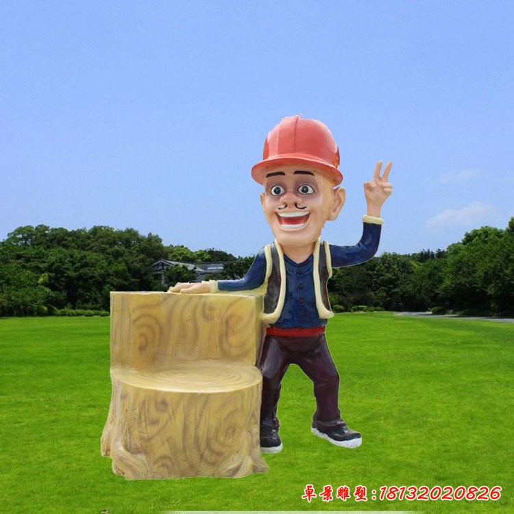光头强雕塑，玻璃钢卡通人物雕塑