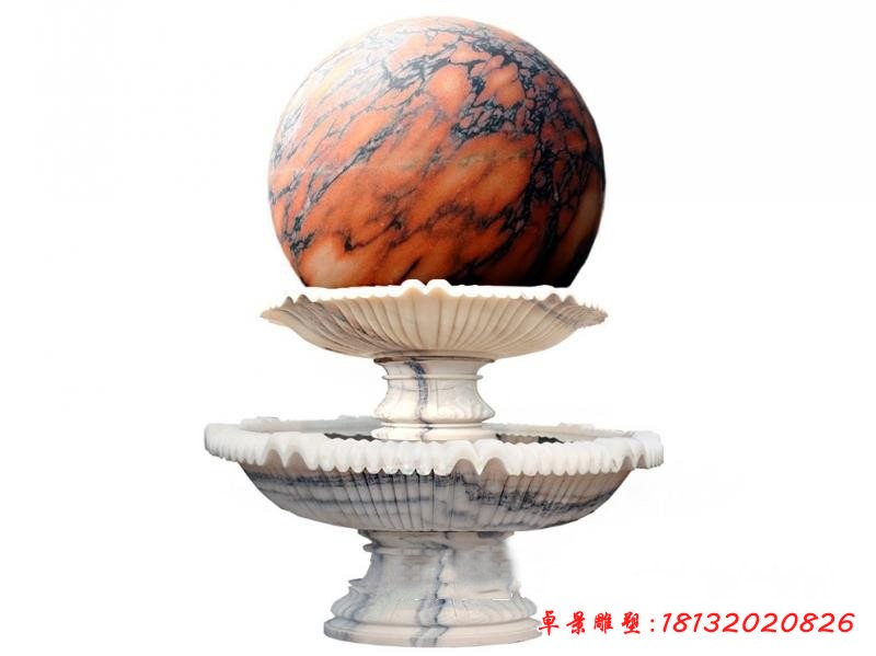 草白玉双层风水球跌水盆