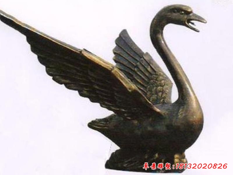 公园喷水天鹅铜雕