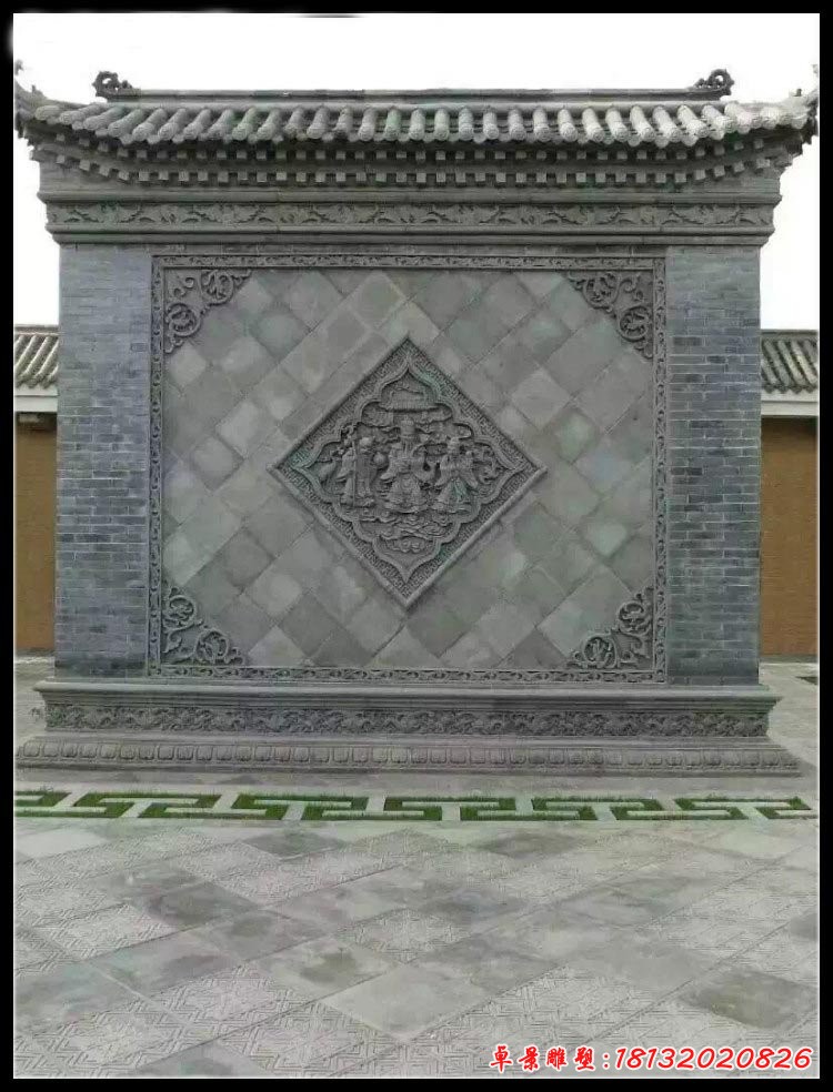 青石福禄寿浮雕影壁