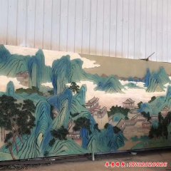 玻璃钢山水画彩绘浮雕