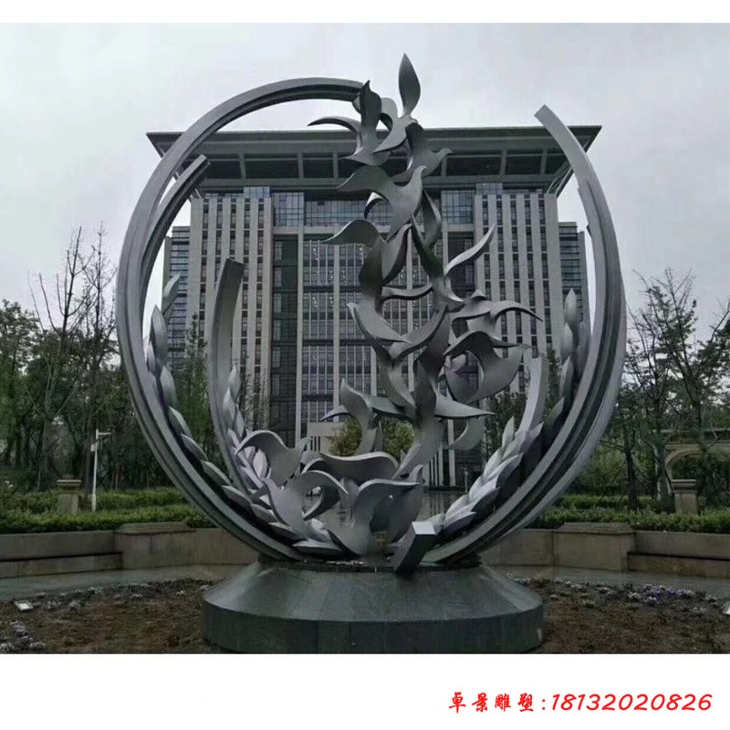 不锈钢麦穗和平鸽雕塑