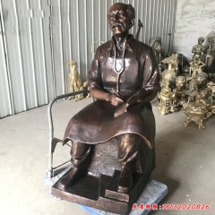 坐式西方名人白求恩铜雕
