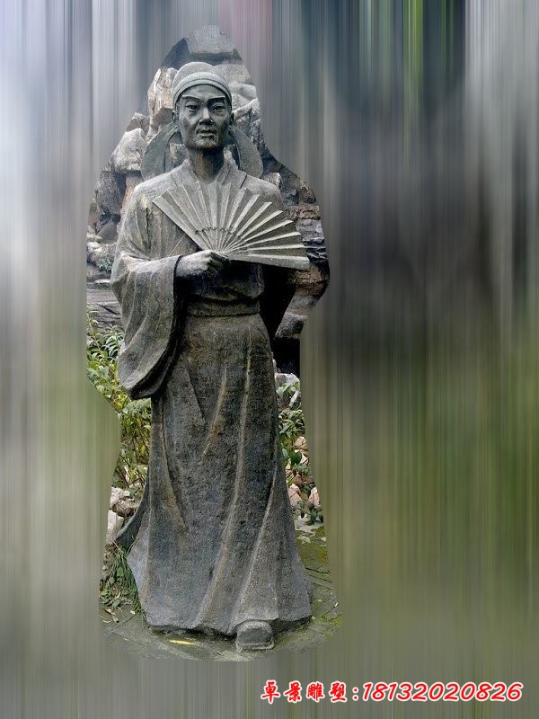 杜甫人物铜雕，公园古代诗人铜雕