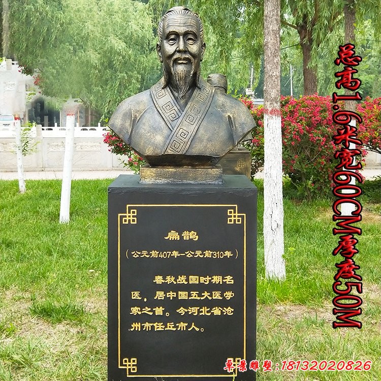 春秋战国时期名医扁鹊胸像铜雕
