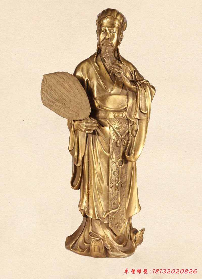 诸葛亮铜雕，古代名人铜雕