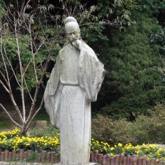 景区古代名人李白石雕