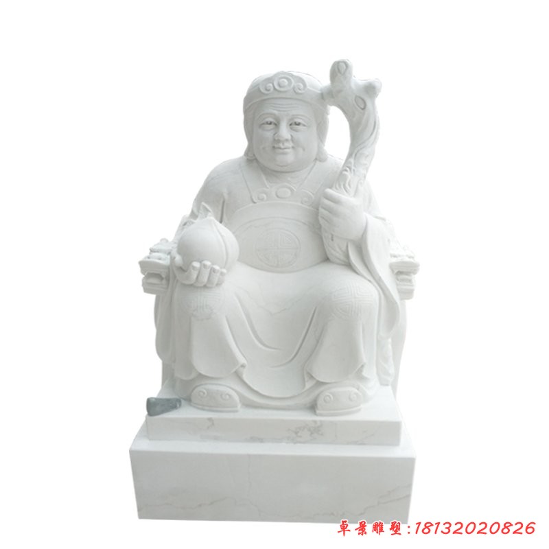 土地婆石雕，汉白玉神像