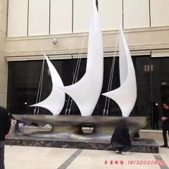 商场不锈钢抽象帆船雕塑