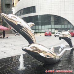 不锈钢镜面海豚雕塑