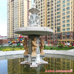 石雕小区人物喷泉景观雕塑