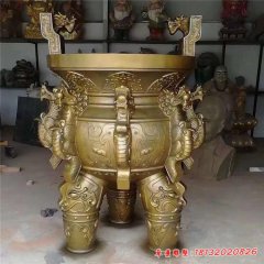 铜雕寺庙圆形香炉