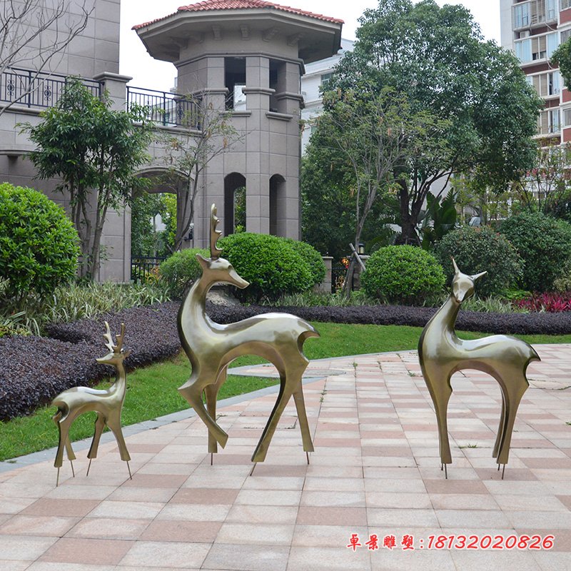 别墅抽象铜鹿雕塑