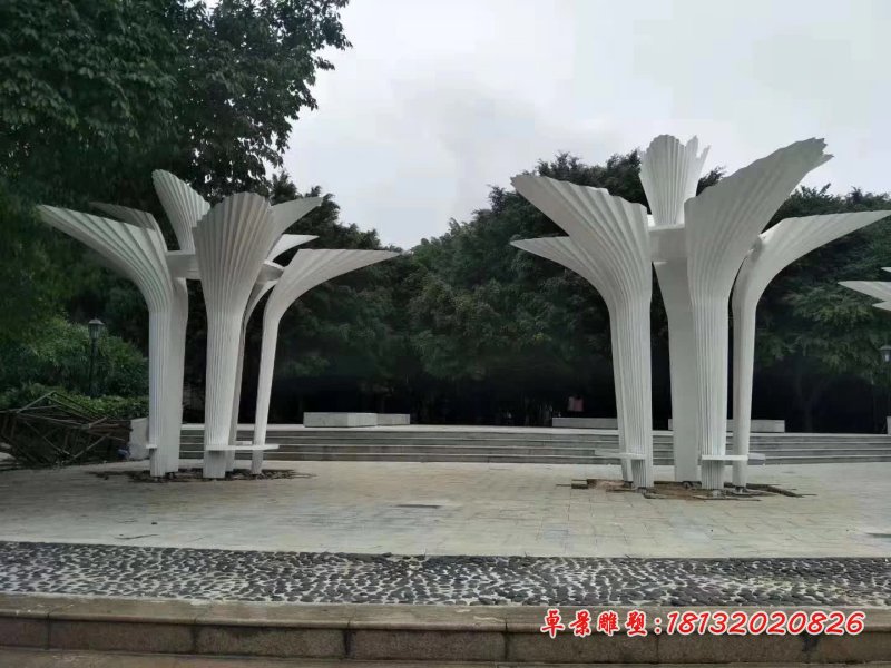 不锈钢抽象镂空喇叭花雕塑 (2)