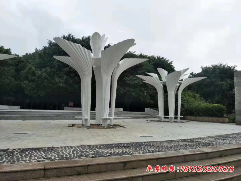 不锈钢抽象镂空喇叭花雕塑 (1)