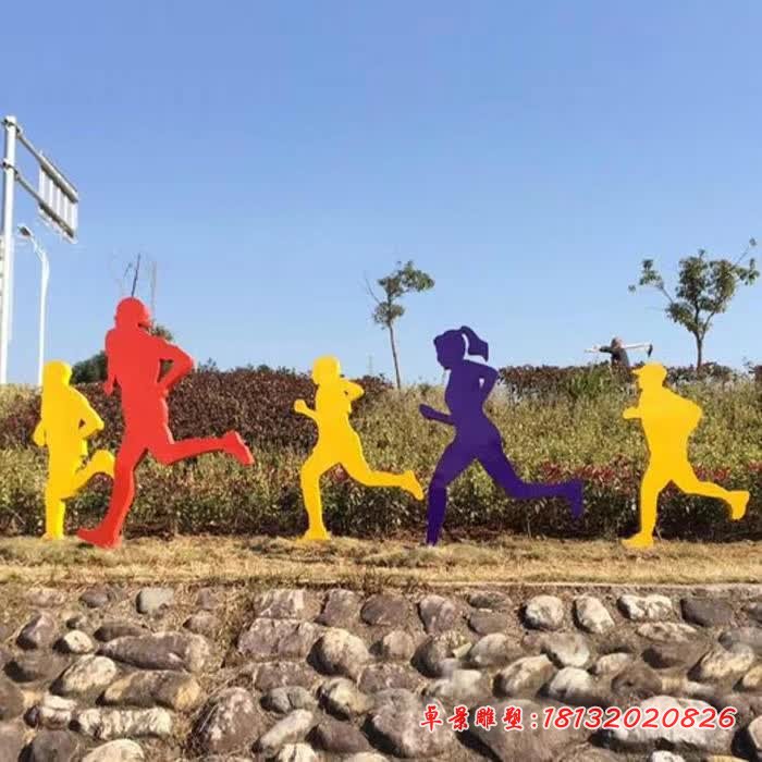 不锈钢抽象跑步运动剪影人物雕塑