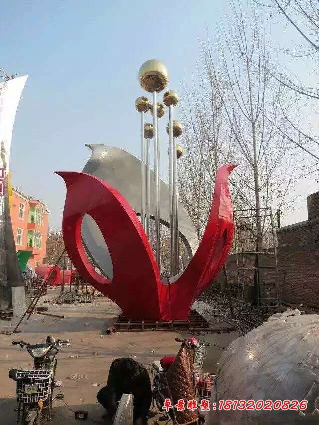 不锈钢花蕊绽放雕塑