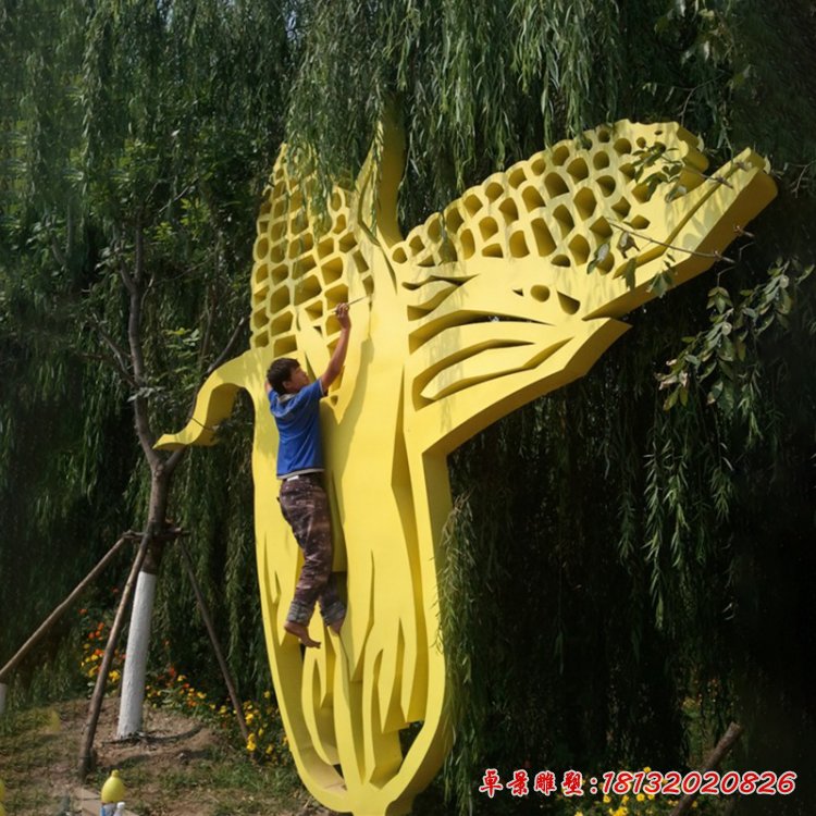 不锈钢玉米雕塑，剪纸不锈钢雕塑 (3)