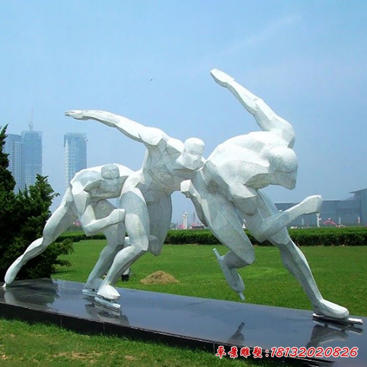 不锈钢人物雕塑，不锈钢滑冰雕塑