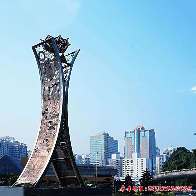 大型创意镂空花朵广场景观，不锈钢雕塑 (2)