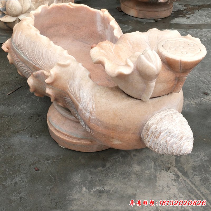 大理石莲藕水池 石雕别墅景观摆件 (2)