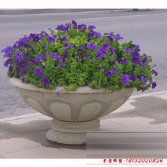 公园小型石雕花盆