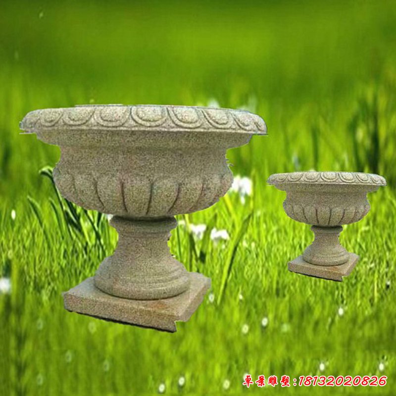 大理石花盆 石雕公园景观雕塑