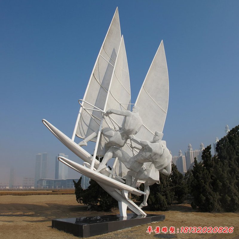 帆船比赛雕塑，不锈钢运动雕塑