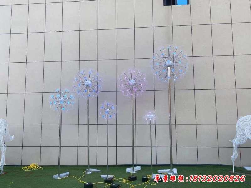 发光不锈钢蒲公英雕塑 (2)