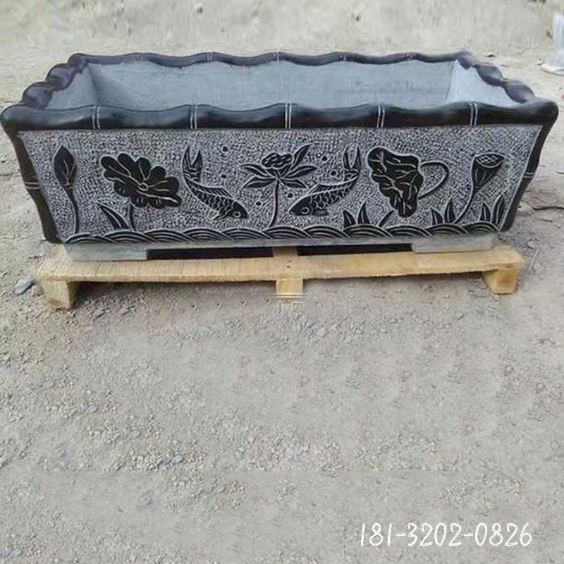 大理石青石花型水缸 石雕庭院景观摆件 (8)