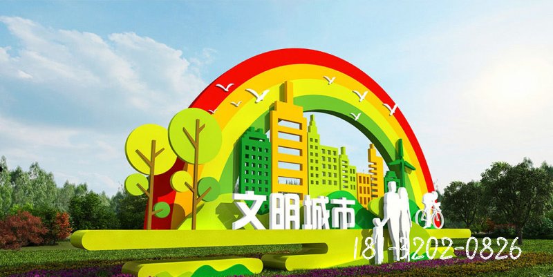 不锈钢携手共建文明城市主题雕塑1