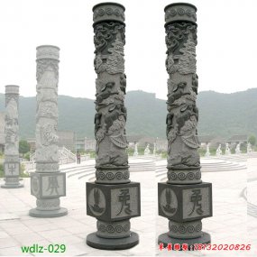 仿古石龙柱雕塑